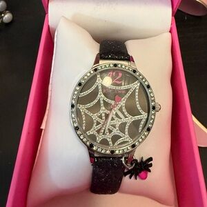 Betsey Johnson Pink and Silver Crystal Watch